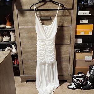 SHEIN White Ruched Spaghetti Strap Sundress